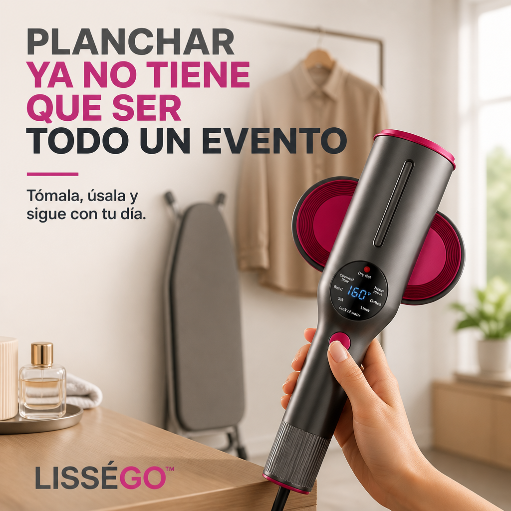 LisséGo™ 2 en 1 — Plancha de Vapor Portátil | Ropa Lisa Sin Sacar la Tabla